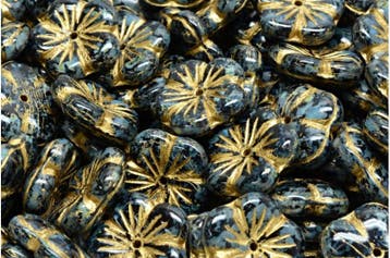 2 x Tsjechische Glaskralen Apple Flower Pressed Beads 14x..., Ophalen of Verzenden, Nieuw, Kraal