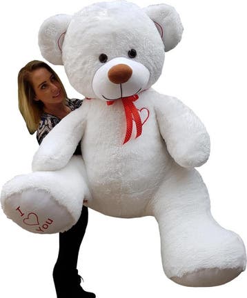 Knuffelbeer 160cm Wit | Geborduurd Hart | Nieuw | OP=OP, Kinderen en Baby's, Speelgoed | Knuffels en Pluche, Ophalen of Verzenden