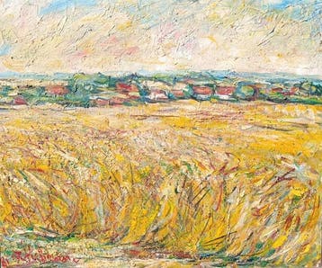 Robert Hebrant - Village et Moissons, Impressionnisme, Ecole