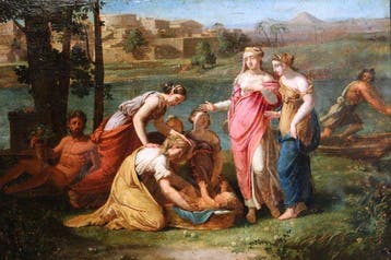 Nicolas Poussin (1594-1665), Werkplaats van - Mosè salvato