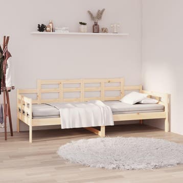 vidaXL Slaapbank 90x200 cm massief grenenhout, 90 cm, Eenpersoons, Bruin, Verzenden