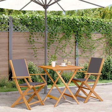 vidaXL 3-delige Bistroset stof en massief hout, Verzenden, Nieuw, Hardhout