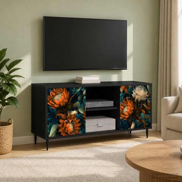 vidaXL Tv-meubel LOCHEM 102 x 33 x 51 cm Zwart eiken Bewerkt, Minder dan 50 cm, Verzenden, Nieuw, Minder dan 100 cm