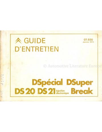 1972 CITROEN DS CLUB GARANTIE & ONDERHOUDS HANDLEIDING, Nieuw, Author