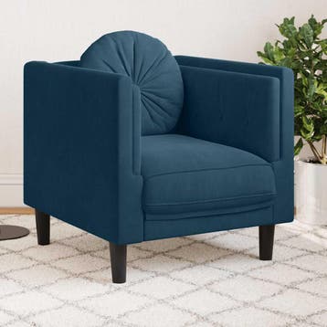 vidaXL Fauteuil met kussen fluweel blauw, Verzenden, Nieuw, Eenpersoons, Stof