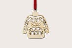 Kerstornament Trui Dennebomen - Met jouw naam - Hout - Ø9cm, Ophalen of Verzenden, Nieuw