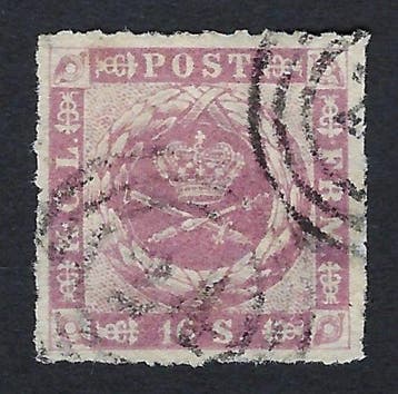 Denemarken 1854/1864 - Wapen 16sk Lila - Nº 7, Gestempeld