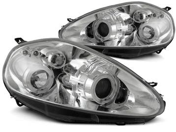 Koplampen Fiat Grande Punto 05-08 Chroom Angel eyes, Ophalen of Verzenden, Nieuw