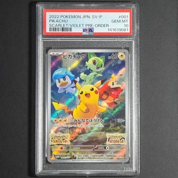 Pokémon Graded card - Pikachu 001/SV-P Pre-Order Bonus - PSA, Hobby en Vrije tijd, Nieuw