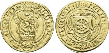 Goud-gulden o Jahr 1427 Mainz-erzbistum Konrad Iii zu Dha..., Verzenden