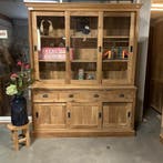 Buffetkast /Vitrinekast - schuifdeuren -teakhout - TTM Wonen, Huis en Inrichting, Kasten | Buffetkasten, 200 cm of meer, Glas