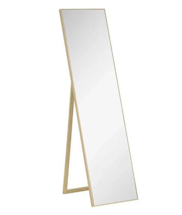 Staande Houtnerf Lichaamsspiegel 147 cm – Vrijstaand HD-Glas, Verzenden, Nieuw
