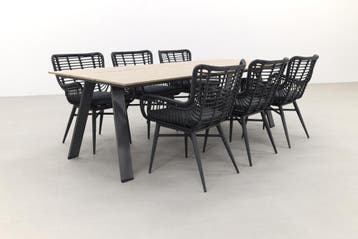 Jasmine black/Garden Impressions Nevada 240x100 cm. tuinset, Verzenden, Nieuw, Wicker, Tuinset