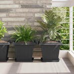 vidaXL Vierkante Bloempot 24 pcs Zwart 33 x 33 x 26 cm, Kunststof, Minder dan 30 cm, Verzenden, Minder dan 60 cm