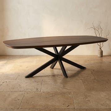 Deens ovale eettafel Madison Bruin Poot Zwart Mangohout 280, Ophalen of Verzenden, Nieuw