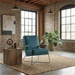 Leren fauteuil Hope - Toledo Turquoise (blauw), Huis en Inrichting, Fauteuils, Nieuw, Ophalen of Verzenden, Eigentijds, Industrieel, Modern, Scandinavisch