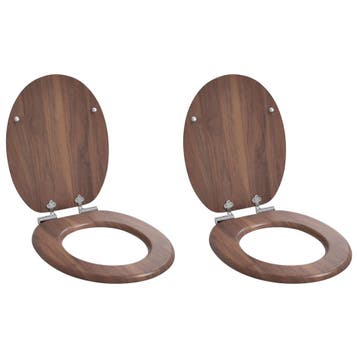 vidaXL Toiletzitting 2 pcs Bruin 44 x 38 cm Bewerkt hout, Verzenden, Nieuw