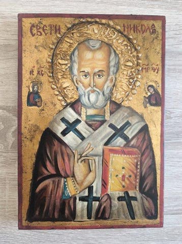 Icoon - Heilige Nicolaas de Wonderdoener, handgeschilderde