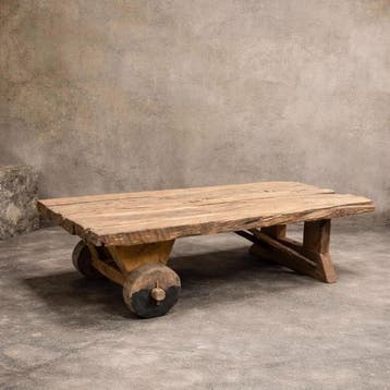 Salontafel Nomad met wielen | Teakhout | World of Brosi, Ophalen of Verzenden, Nieuw