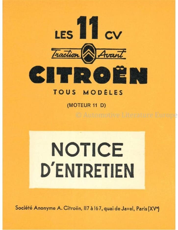 1955 CITROËN TRACTION AVANT INSTRUCTIEBOEKJE FRANS, Auto diversen, Handleidingen en Instructieboekjes