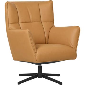 Leren draaifauteuil Lovely - Toledo Camel (bruin), Huis en Inrichting, Nieuw, Ophalen of Verzenden, 75 tot 100 cm, Eigentijds, Modern, Retro, Vintage