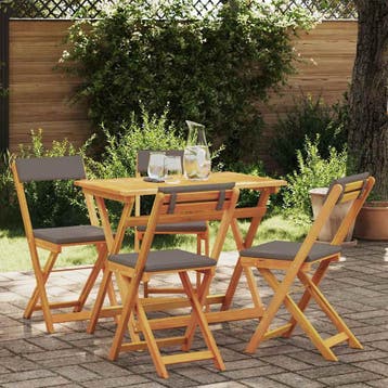 vidaXL Bistroset 5 st Olie naturel Massief Acaciahout, Verzenden, Nieuw, 5 zitplaatsen