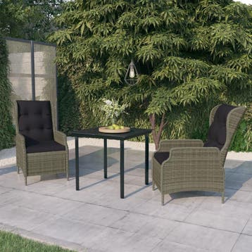vidaXL 3-delige Tuinset bruin, Verzenden, Nieuw, 2 zitplaatsen, Tuinset