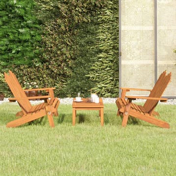 vidaXL 3-delige Loungeset Adirondack massief acaciahout, Verzenden, Nieuw, Hardhout, Loungeset