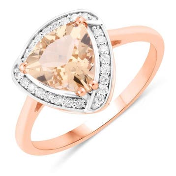 Ring - 14 karaat Roségoud - 1.52ct. tw. Morganiet - Diamant, Nieuw