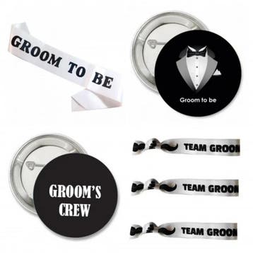 14-delige Vrijgezellenfeest set Grooms Crew, Kleding | Heren, Verzenden, Nieuw, Zwart, Accessoires