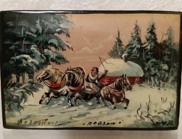 Fedoskino - Vintage lacquer box Landscape, made at the