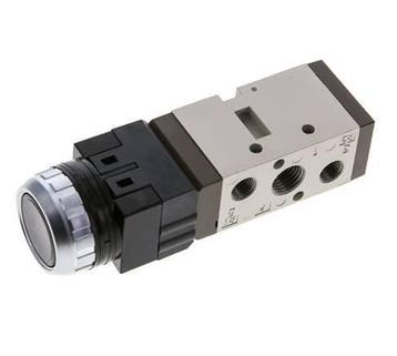 5/2 G1/4 (G1/8) Drukknop Ventiel Zwart 0-8bar/0-112psi, Verzenden, Nieuw