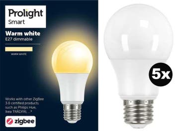 Prolight Zigbee Smart Led Lamp E27 - Warm white - 5 stuks, Verzenden, Nieuw