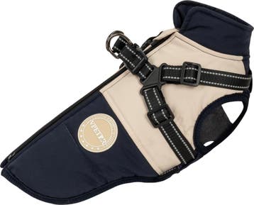 Warme  Hondenjas navy/beige 2025 model (Jassen), Ophalen of Verzenden, Nieuw, Hondenjas