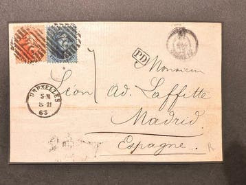 België - 1863 – Leopold I – Zeldzame 20c + 40c combinatie, Gestempeld