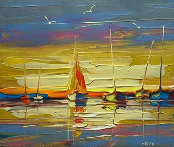 Janusz Kik (1956) - Bateaux Et La Mer