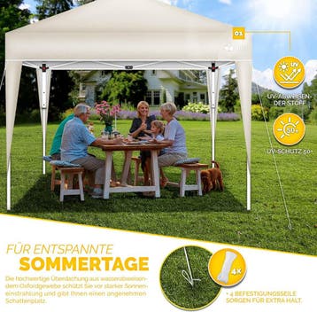 Partytent - Opvouwbaar - 3x3 m - Paviljoen - Easy up - Creme, Verzenden, Zo goed als nieuw