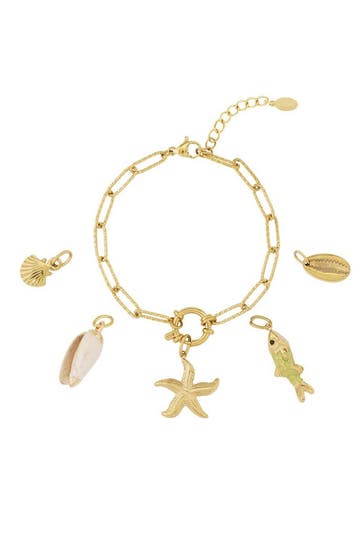 Diy-armband van zeesterren (Charme armbanden, Armbanden), Verzenden, Nieuw, Zilver, Overige materialen