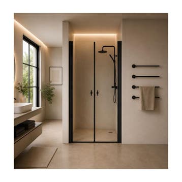 Dubbele Douchedeuren Mat Zwart 100X195 Helder Glas, Ophalen of Verzenden, Nieuw