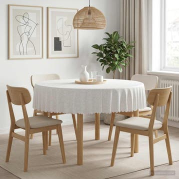 vidaXL Tafelkleed 5 st Rond Wit Ø 180 cm, Huis en Inrichting, Tafelkleden, Verzenden, Nieuw