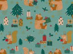 Inpakpapier Kerst Beer Eenkhoorn Groen - Breedte 50 cm -, Hobby en Vrije tijd, Ophalen of Verzenden, Nieuw, Overige typen