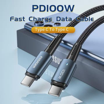Essager PD 100W Type C naar C Kabel - Snel Opladen & Data vo, Verzenden, Nieuw
