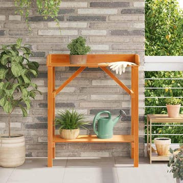 vidaXL Planttafel met plank Bruin 75 x 40 x 90 cm Massief, Verzenden, Nieuw