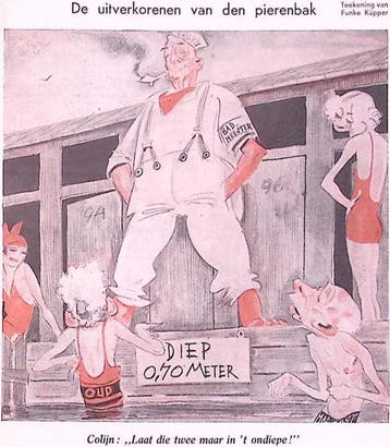 Nederlandse politici bij het zwembad op spotprent (Lithos), Verzenden