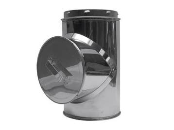 Pellet Pijp 80 Dw. T-stuk Met Deksel 90 Graden, Huis en Inrichting, Kachels, Nieuw