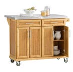 Keukeneiland 115 cm – Bamboe Kast en RVS Uitschuifblad, Verzenden, Nieuw