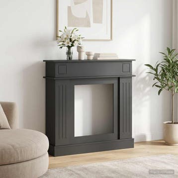 vidaXL Haardomlijsting Zwart 102 x 26 x 100 cm Bewerkt hout, Verzenden, Nieuw
