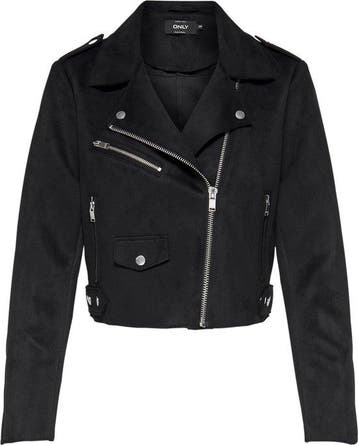 Only - EU40 - Sherry Crop Bonded Biker Jack Dames - Zwart, Verzenden, Nieuw