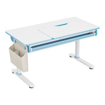 Kinderbureau Kuosa verstelbaar 54-76x120x60 cm blauw en wit, Huis en Inrichting, Bureaus, Verzenden, Nieuw