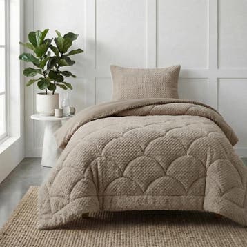 Lazy all-in-one dekbed Teddy fur - taupe - 140 x 200 cm |, Verzenden, Nieuw
